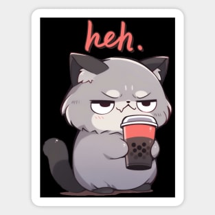 Heh Funny Raccoon Drinking Boba Tea Magnet